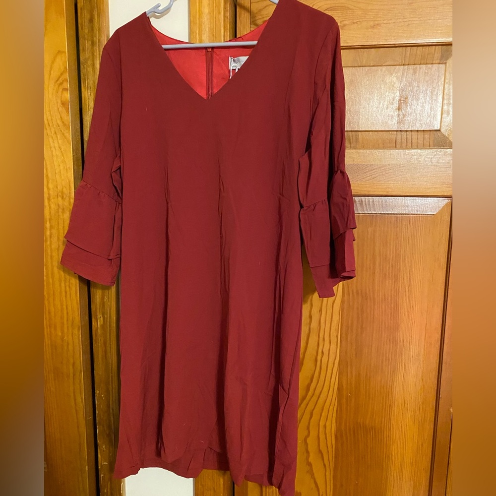 BELONGSCI Women's Dress Sweet & Cute V-Neck Bell Sleeve Shift Dress Mini Dress